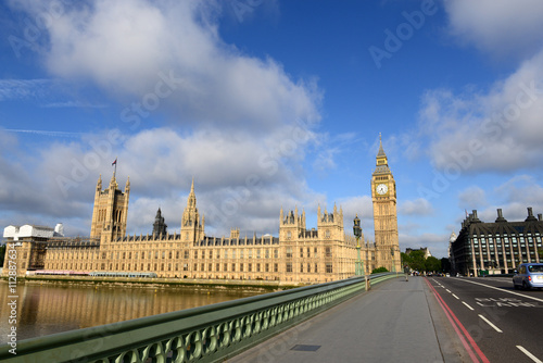 LONDON - JUNE 28, 2015 : View of the Westminster Bridge and Big Ben, the Palace of Westminster, the icons of England, capital of UK, Europe. June 28, 2015 in London, UK.
