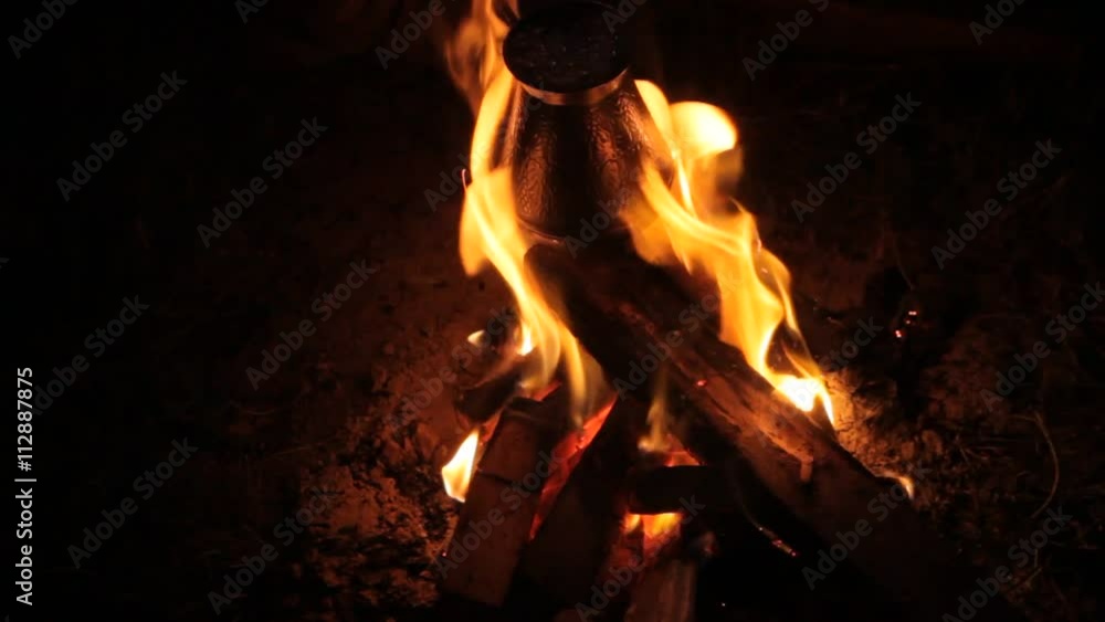 Making coffee over a campfire in the coffee maker Making coffee over a campfire in the coffee maker