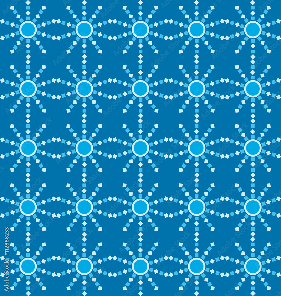 Summer pattern with light blue sun on blue background mosaic effect
