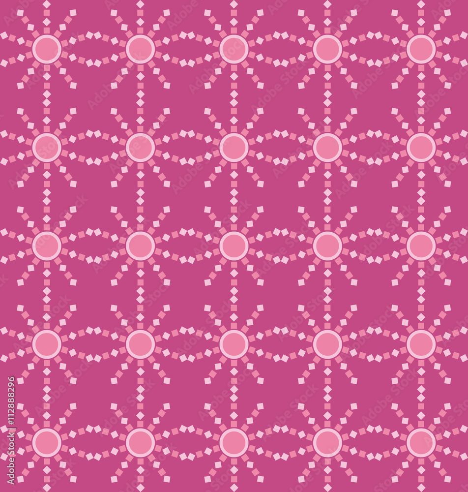 Summer pattern with light pink sun on violet background mosaic effect
