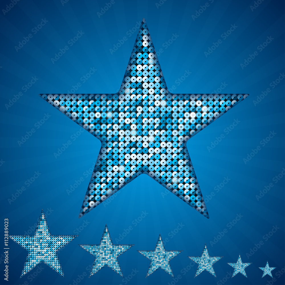 Obraz premium Vector blue star with elements of sequins.