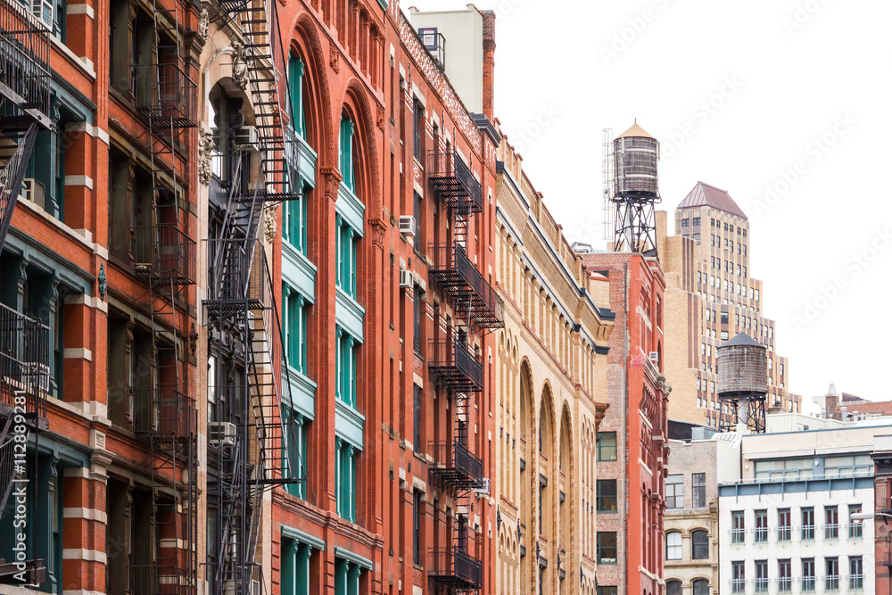 Naklejka premium Block of buildings in Soho Manhattan, New York City