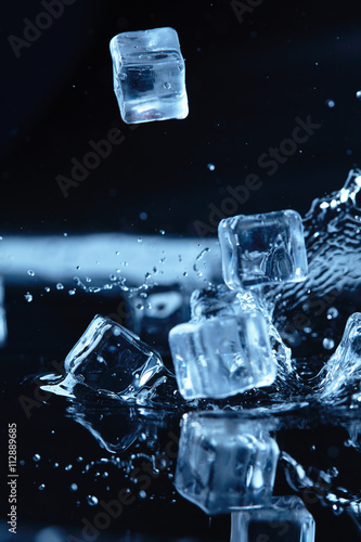 ice cubes with water splash