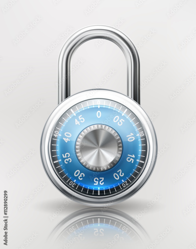 Security Concept with Combination Padlock Security Concept with Combination Padlock