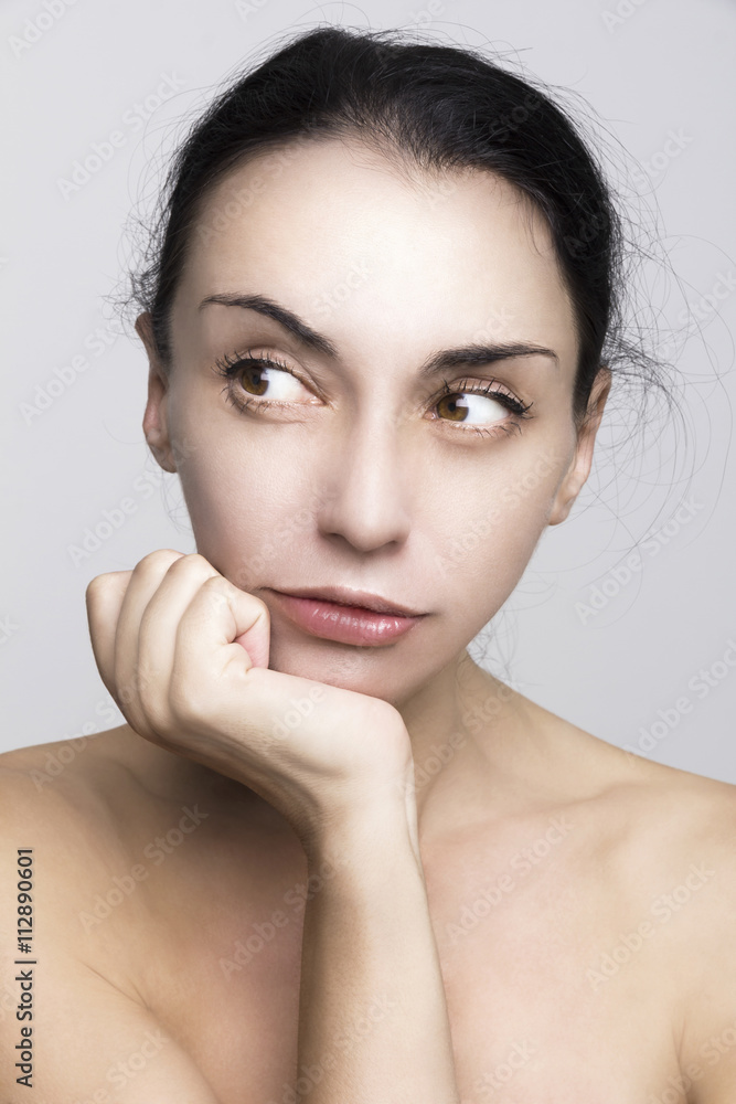 Beautiful woman on gray background Beautiful woman on gray background
