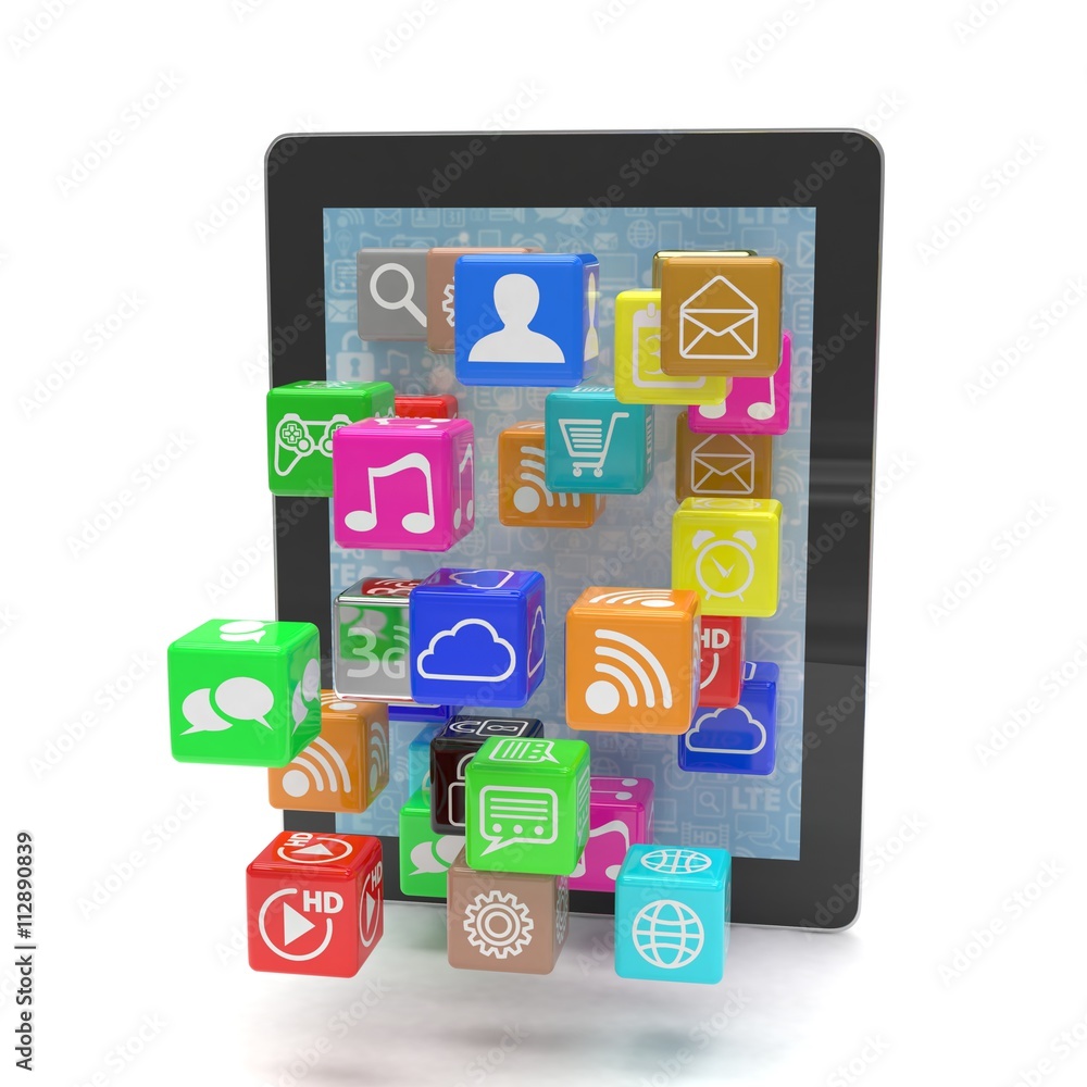 icon app fall in laptop. 3d rendering. icon app fall in laptop. 3d rendering.