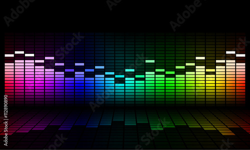 Graphics of music equalizer on black background