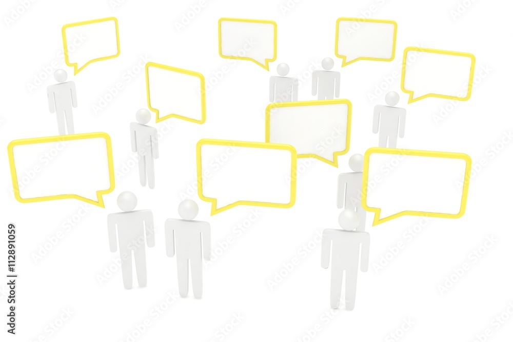 people with talk bubbles isolated over a white background. 3d rendering. people with talk bubbles isolated over a white background. 3d rendering.