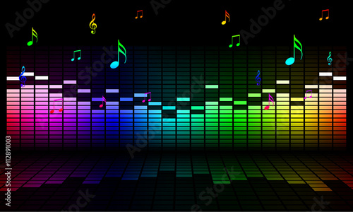 Graphics of music equalizer on black background