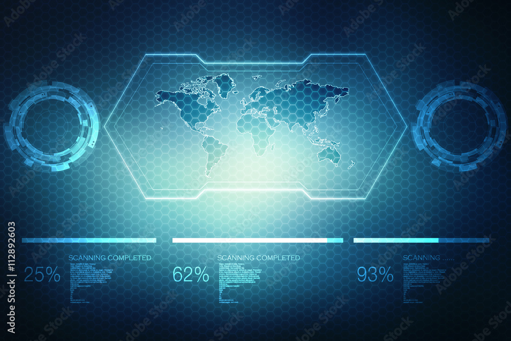 Fototapeta premium 2d illustration world map abstract background 