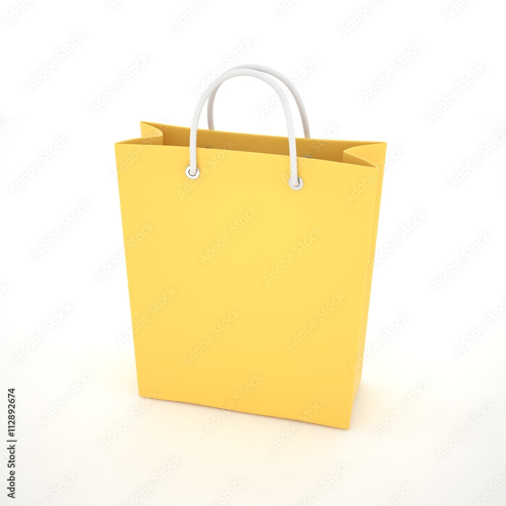 Paper Shopping Bag isolated on white background. 3d rendering. Paper Shopping Bag isolated on white background. 3d rendering.