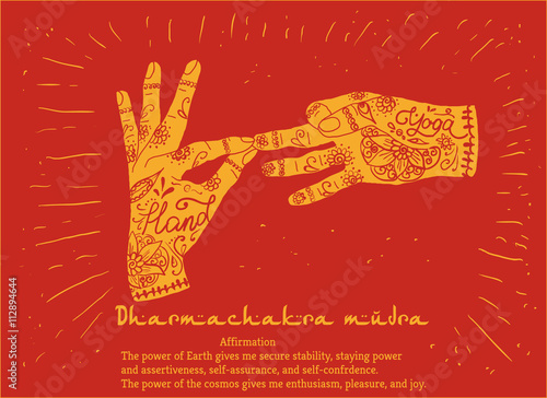 Element yoga dharmachakra mudra hands