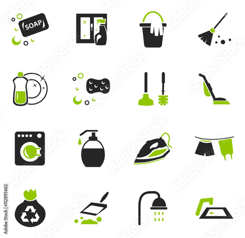 Cleaning company icons set