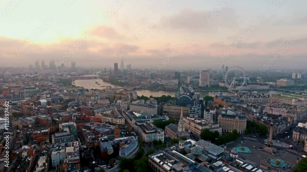 4K Aerial View Of Beautiful Sunrise at The City of London Skyline Iconic Landmarks and Famous London Skyscrapers Ultra HD 4K Aerial View Of Beautiful Sunrise at The City of London Skyline Iconic Landmarks and Famous London Skyscrapers Ultra HD