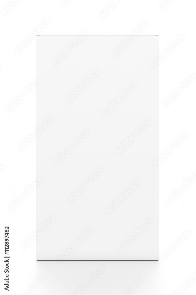 White tall vertical rectangle blank box from front angle. 3D illustration isolated on white background. White tall vertical rectangle blank box from front angle. 3D illustration isolated on white background.