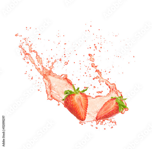 Strawberry juice isolated on white background