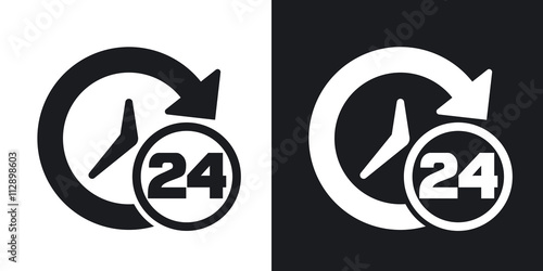 Open hours icon, vector. Two-tone version on black and white background