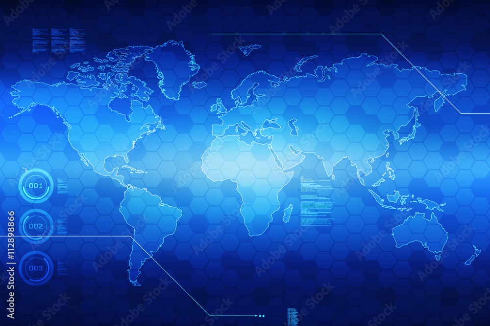 Obraz premium 2d illustration world map abstract background 