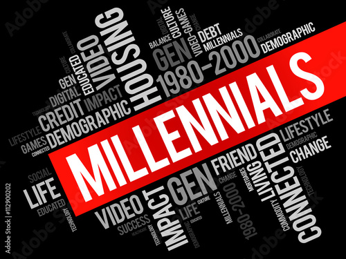 Millennials Word Cloud Social Concept collage background