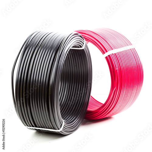 set colored electric cable on white background