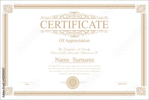 Retro vintage certificate or diploma template  photo