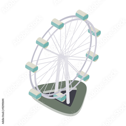 Ferris wheel icon, isometric 3d style