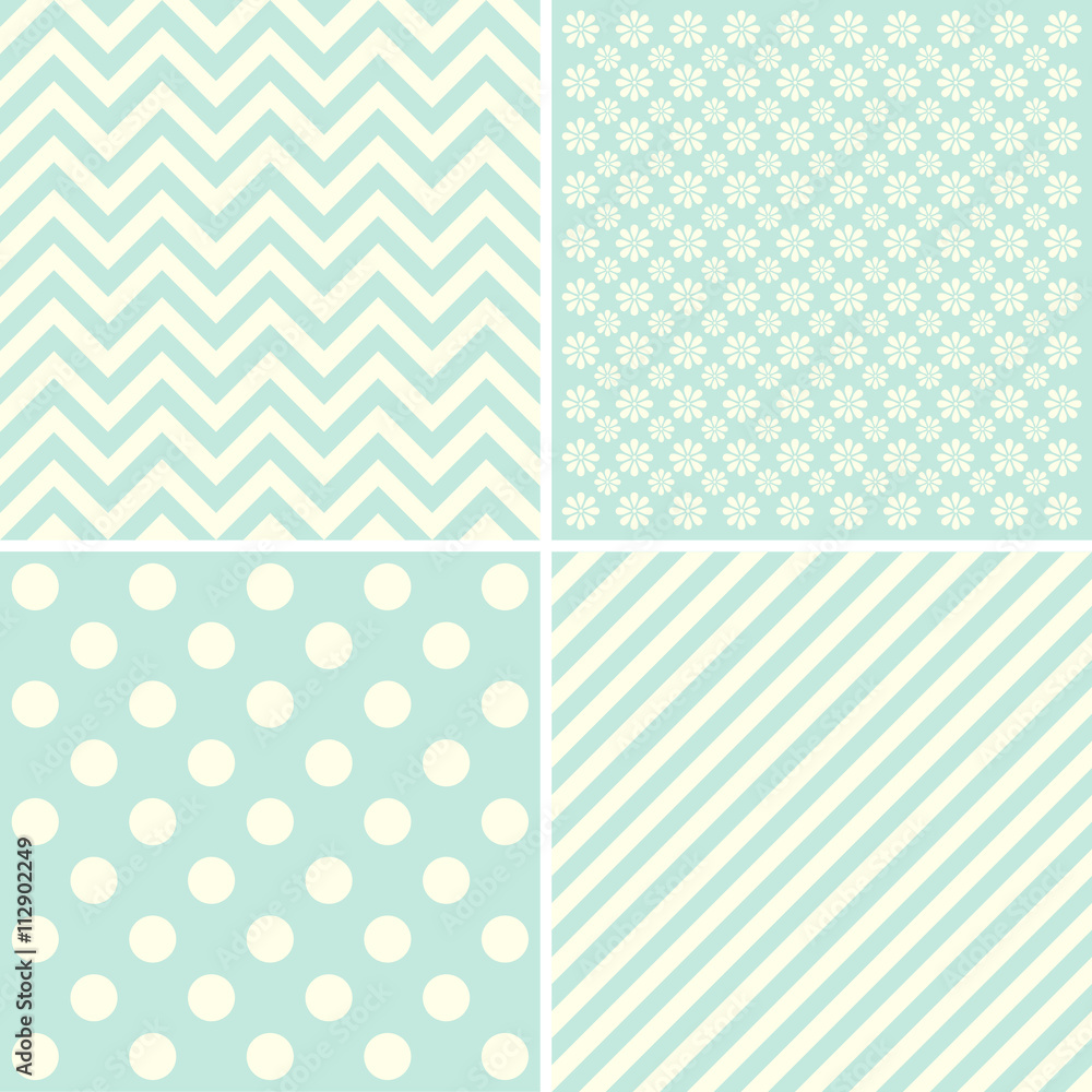 Vector set of 4 baby background patterns.