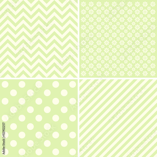 Set of 4 background patterns in pale green.