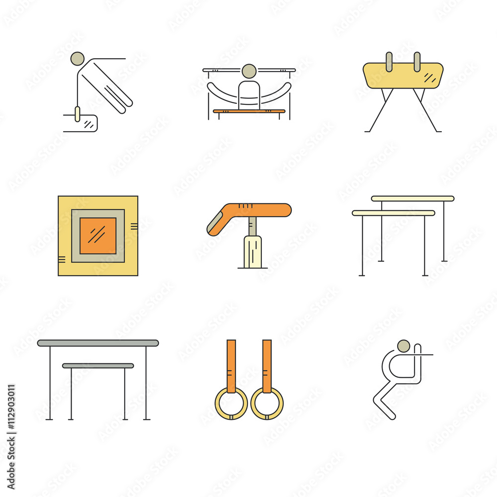 Icons with Gymnastics Symbols Icons with Gymnastics Symbols