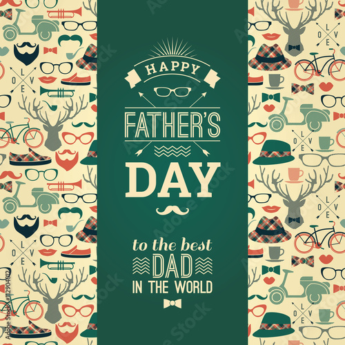 Happy Father's Day Card In Retro Style.