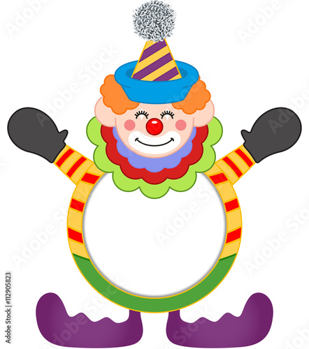 Adorable happy clown frame
