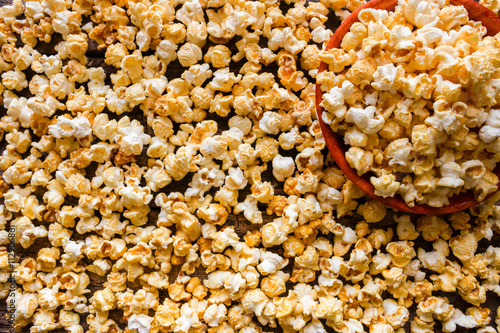 background of popcorn with caramel