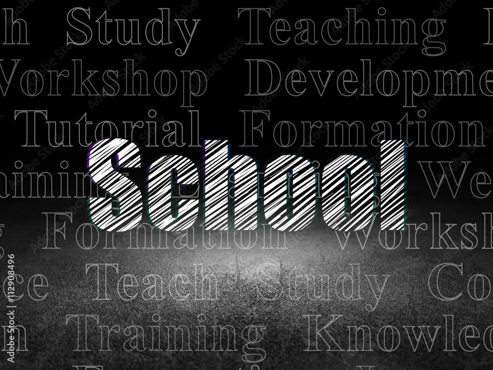 Fototapeta premium Learning concept: School in grunge dark room