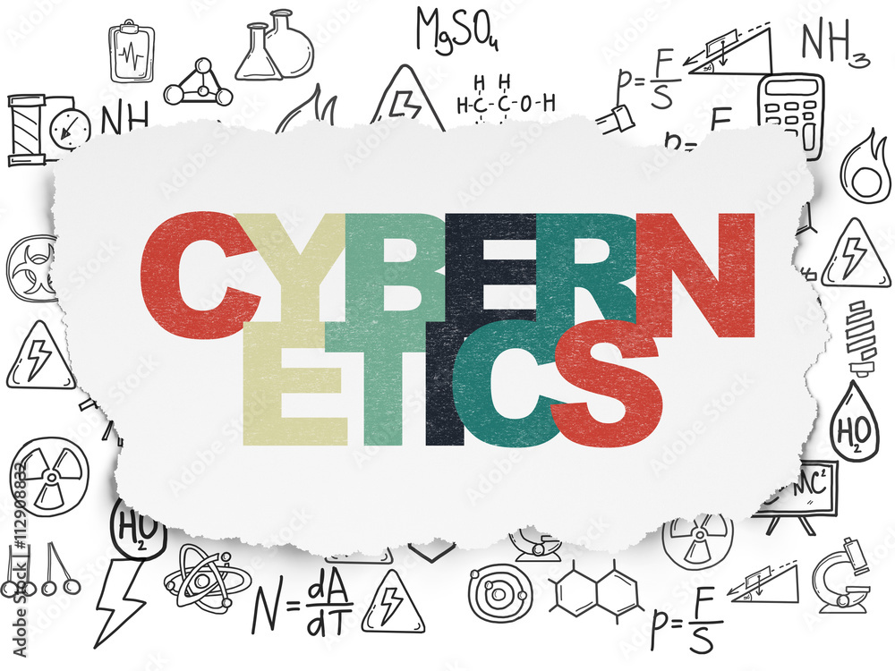 Fototapeta premium Science concept: Cybernetics on Torn Paper background