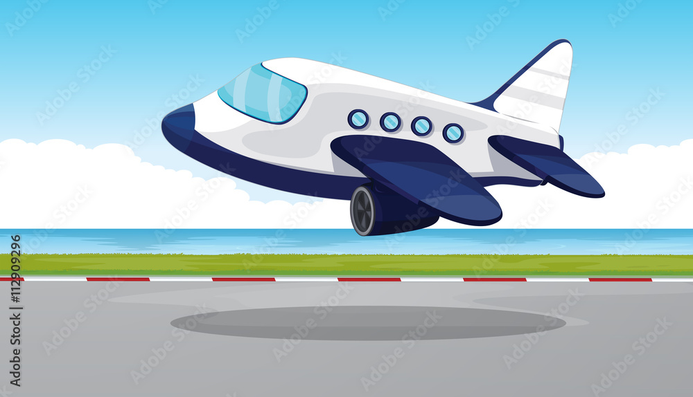 Naklejka premium Airplane flying out of the runway