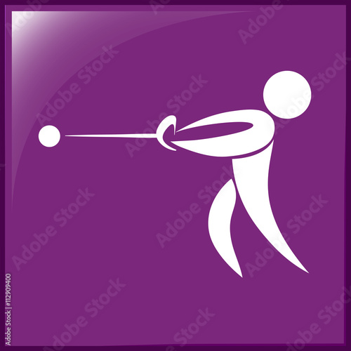 Sport icon design for hammer throwing on purple background
