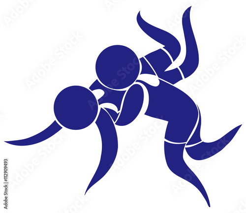 Sport icon design for wrestling in blue