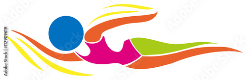 Sport icon design for swimming in color