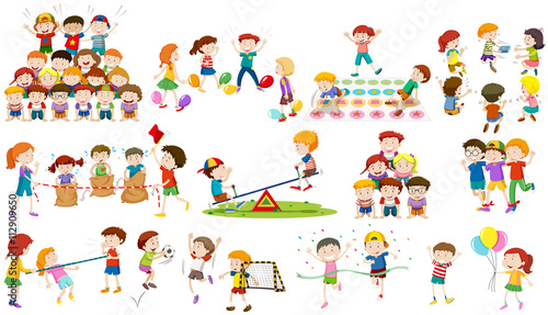 Children play different kind of game