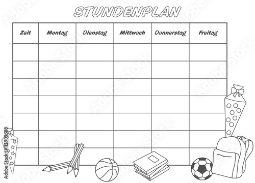 Mein Stundenplan für den Schulanfang - Weiß