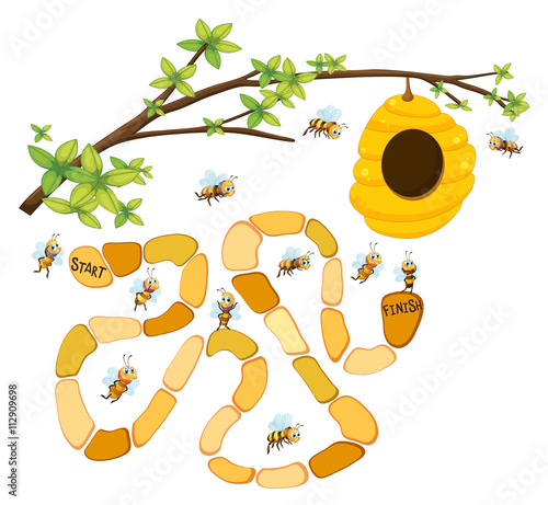 Game template with bees and beehive background