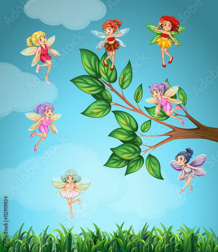 Fairies flying in the sky