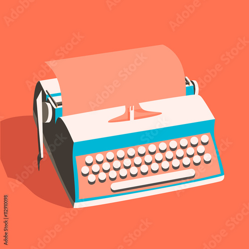 Vintage typewriter. Vector illustration. Isolated background