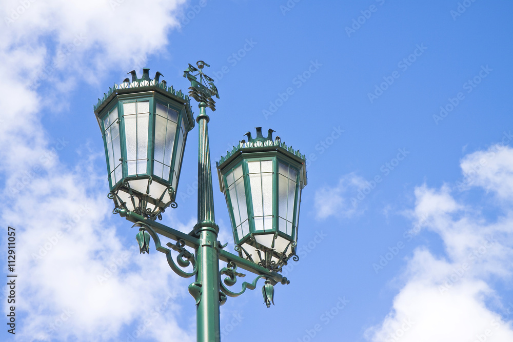 Typical classic portuguese streetlight - image with copy space