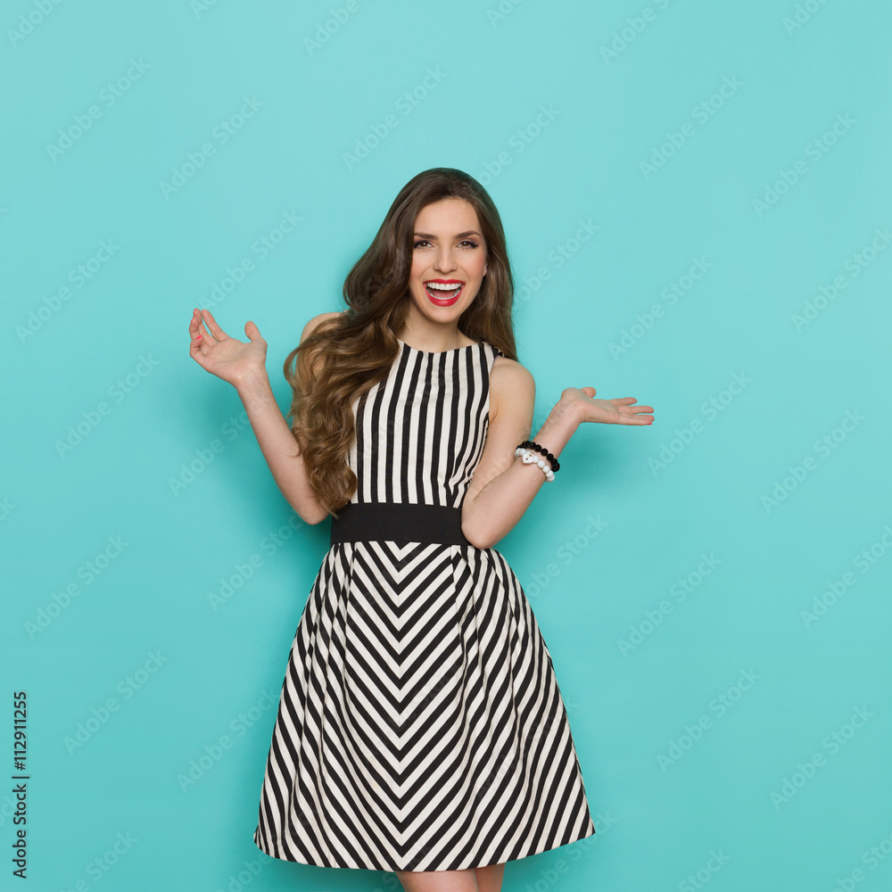 Laughing Elegant Woman With Arms Outstretched Laughing Elegant Woman With Arms Outstretched