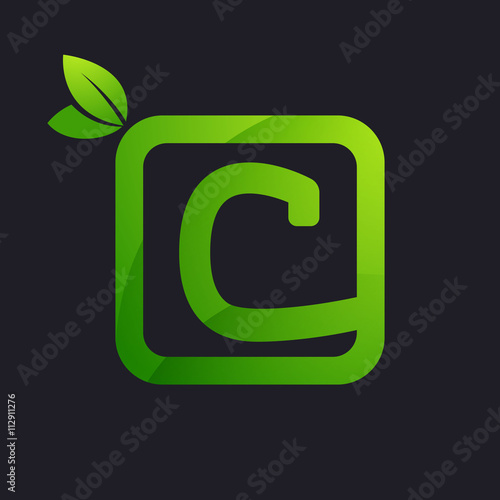 C letter logo in square and green leaves.
