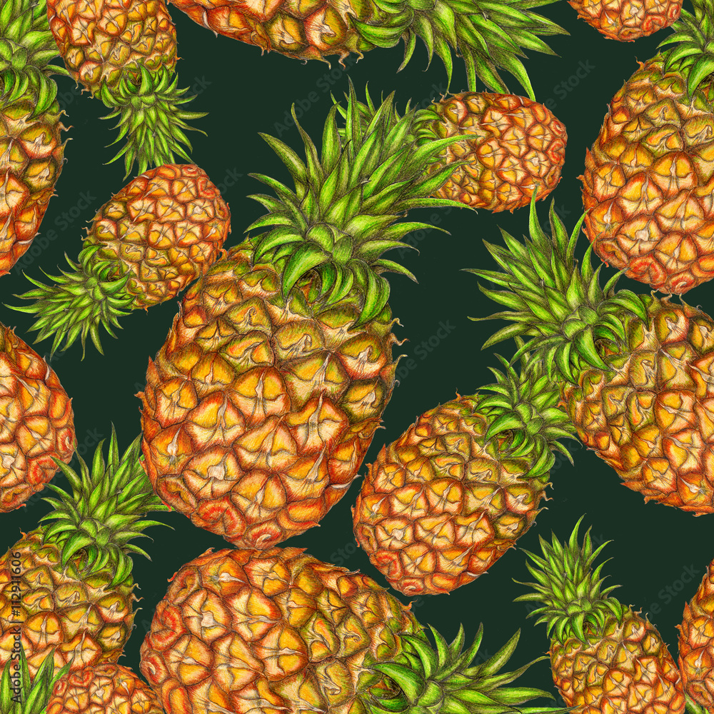 Naklejka Wzór ręcznie rysowane ananasy