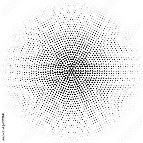 фотографія Vector radial halftone black background pattern of triangles