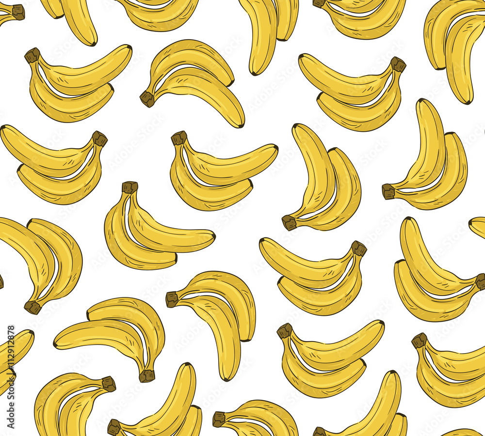 Vector seamless pattern with banana. Hand drawn illustration. Vector seamless pattern with banana. Hand drawn illustration.