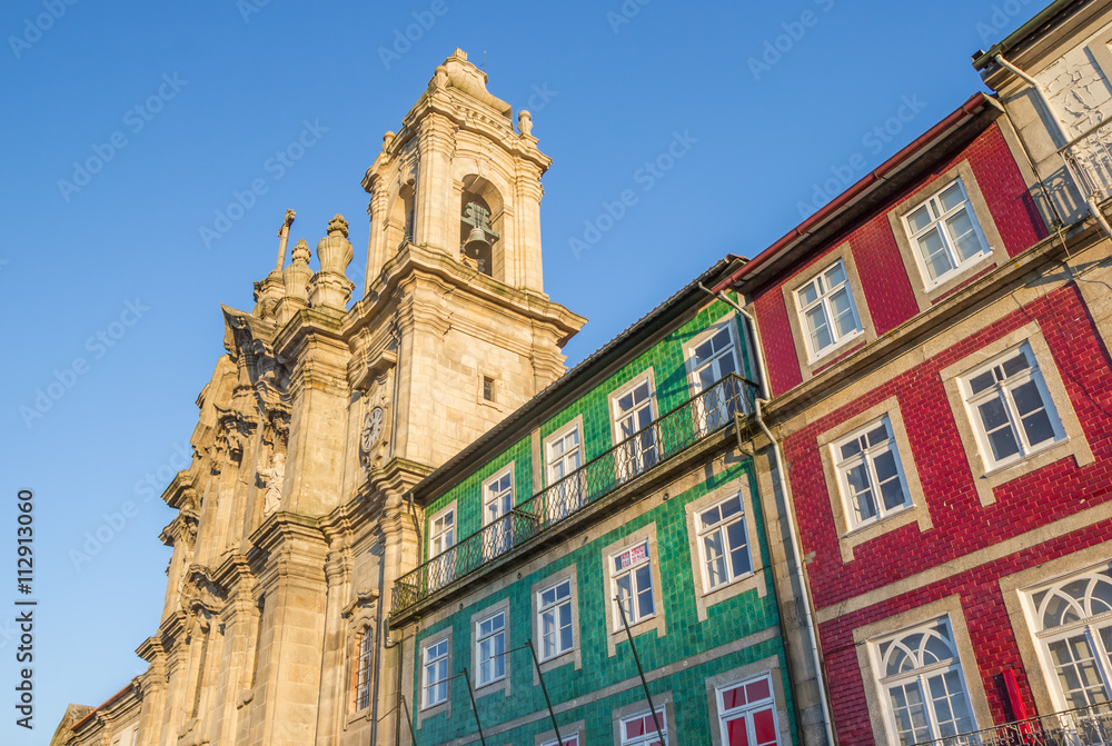 Convento dos Congregados and colorful houses in Braga